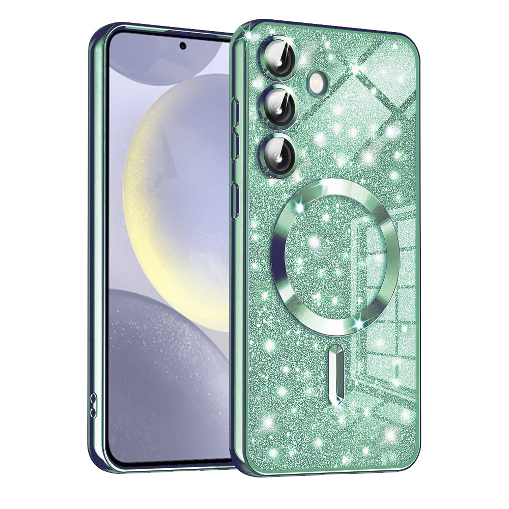 Husa de protectie Techsuit Luxury Glitter MagSafe compatibil cu Samsung Galaxy S24, Verde Deschis