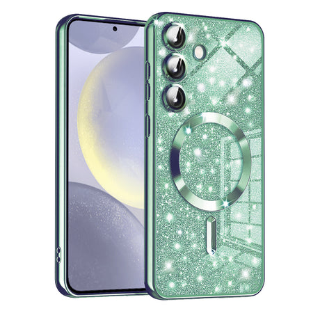 Husa de protectie Techsuit Luxury Glitter MagSafe compatibil cu Samsung Galaxy S24, Verde Deschis