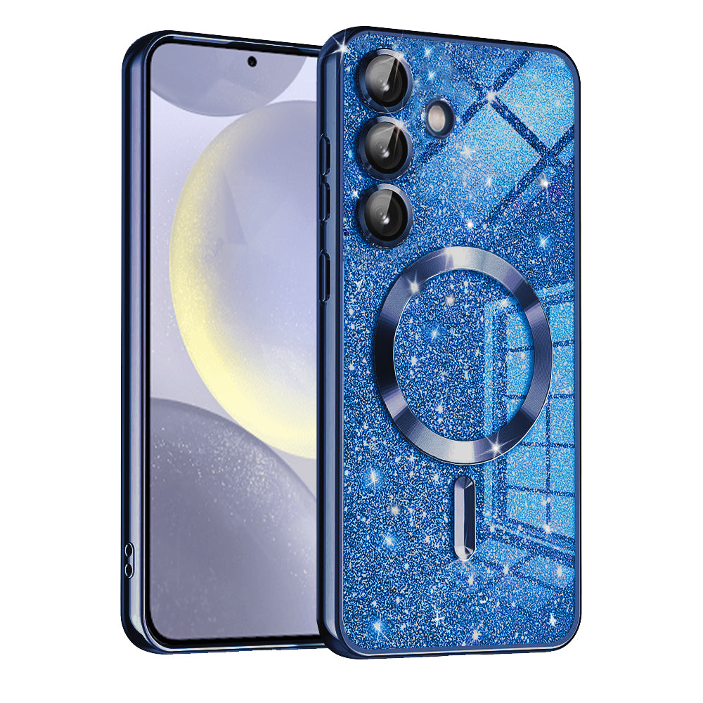 Husa de protectie Techsuit Luxury Glitter MagSafe compatibil cu Samsung Galaxy S24, Albastru