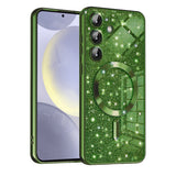 Husa de protectie Techsuit Luxury Glitter MagSafe compatibil cu Samsung Galaxy S24, Deep Green