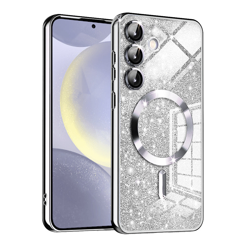 Husa de protectie Techsuit Luxury Glitter MagSafe compatibil cu Samsung Galaxy S24 Plus, Argintiu