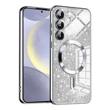 Husa de protectie Techsuit Luxury Glitter MagSafe compatibil cu Samsung Galaxy S24 Plus, Argintiu