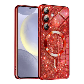 Husa de protectie Techsuit Luxury Glitter MagSafe compatibil cu Samsung Galaxy S24 Plus, Rosu