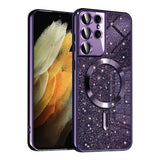Husa de protectie Techsuit Luxury Glitter MagSafe compatibil cu Samsung Galaxy S21 Ultra 5G, Mov