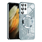 Husa de protectie Techsuit Luxury Glitter MagSafe compatibil cu Samsung Galaxy S21 Ultra 5G, Albastru