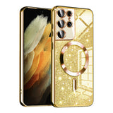 Husă Techsuit Luxury Glitter MagSafe aurie pentru Samsung Galaxy S21 Ultra 5G