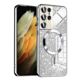 Husa de protectie Techsuit Luxury Glitter MagSafe compatibil cu Samsung Galaxy S21 Ultra 5G, Argintiu