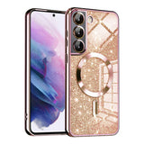 Husă Techsuit Luxury Glitter MagSafe pentru Samsung Galaxy S22 5G, roz auriu