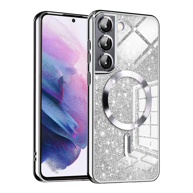 Husa de protectie Techsuit Luxury Glitter MagSafe compatibil cu Samsung Galaxy S22 5G, Argintiu