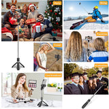 Suport Techsuit Selfie Stick (L02), Stable Tripod with Bluetooth Remote Control, GoPro Compatible, 360 Rotation, 100cm, Negru