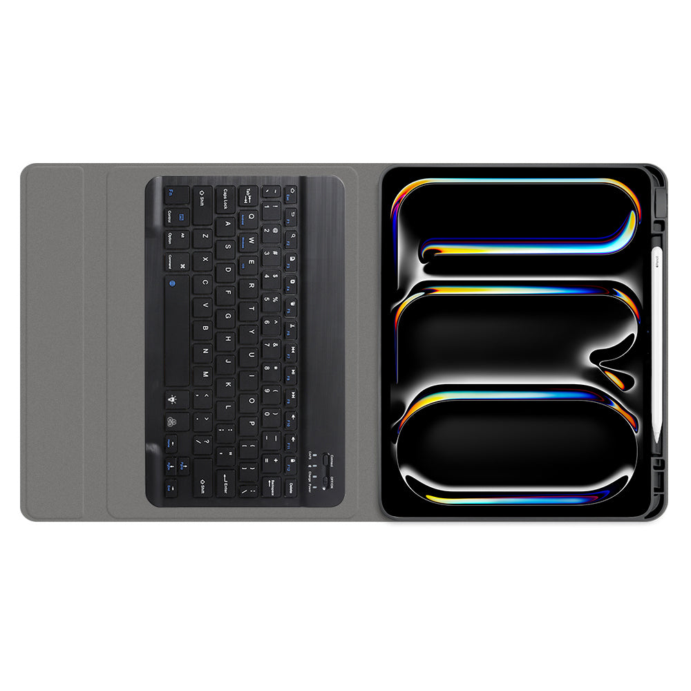 Husa de protectie tableta Techsuit CozyTab Case (with Pencil Holder/RGB Wireless Magnetic Keyboard) compatibil cu iPad Pro 11 (2024) / iPad Pro 11 (2025) - Black