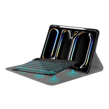 Husa de protectie tableta Techsuit CozyTab Case (with Pencil Holder/RGB Wireless Magnetic Keyboard) compatibil cu iPad Pro 11 (2024) / iPad Pro 11 (2025) - Black
