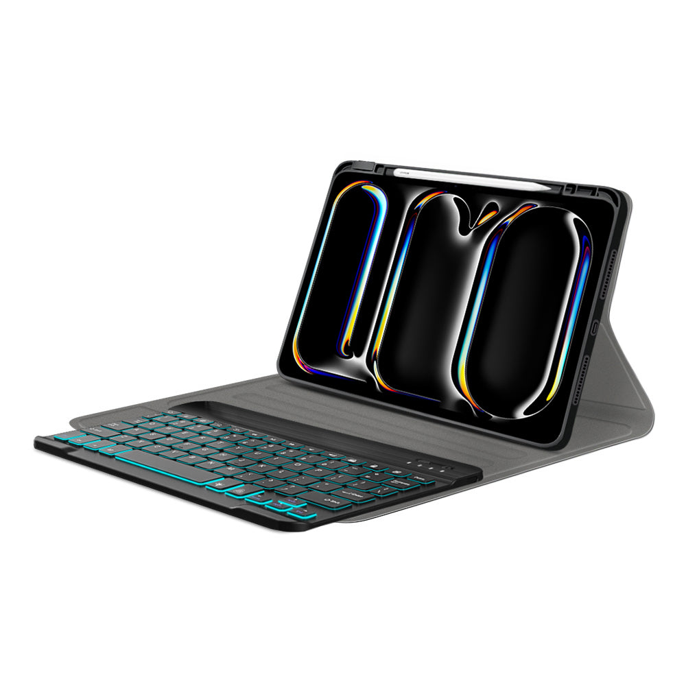 Husa de protectie tableta Techsuit CozyTab Case (with Pencil Holder/RGB Wireless Magnetic Keyboard) compatibil cu iPad Pro 11 (2024) / iPad Pro 11 (2025) - Black