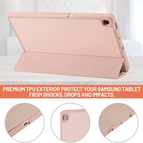 Husa de protectie tableta Techsuit Flex Trifold (with Pencil Holder) compatibil cu Samsung Galaxy Tab S6 Lite (2020/2022/2024), Roz