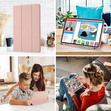 Husa de protectie tableta Techsuit Flex Trifold (with Pencil Holder) compatibil cu Samsung Galaxy Tab S6 Lite (2020/2022/2024), Roz