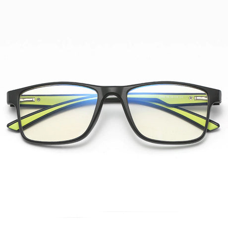 Techsuit Anti-Blue Light Glasses Reflex TR90 (F2388), Rectangular, Nisipiu Black / Green