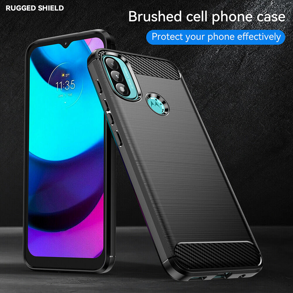 Husa de protectie Techsuit Carbon Silicone compatibil cu Motorola Moto E20 / Moto E30 / Moto E40, Negru