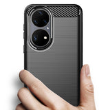 Husa de protectie Techsuit Carbon Silicone compatibil cu Huawei P50 Pro, Negru