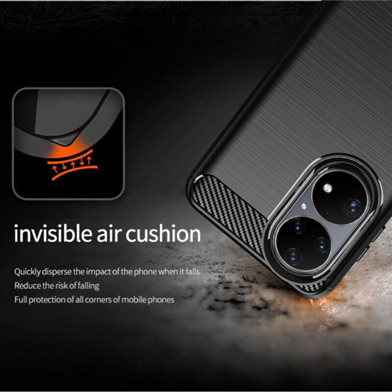 Husa de protectie Techsuit Carbon Silicone compatibil cu Huawei P50 Pro, Negru