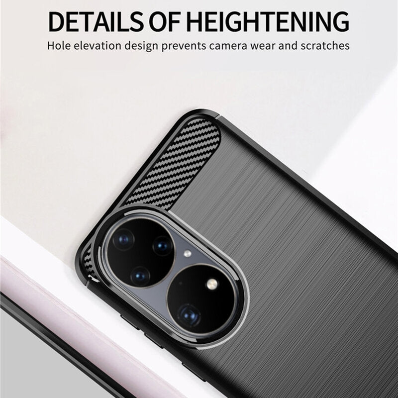 Husa de protectie Techsuit Carbon Silicone compatibil cu Huawei P50 Pro, Negru