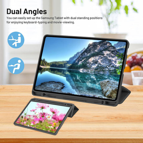Husa de protectie tableta Techsuit Flex Trifold (with Pencil Holder) compatibil cu Samsung Galaxy Tab A7 Lite, Negru