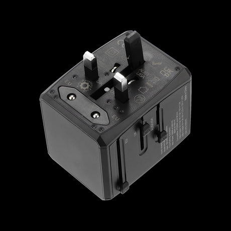 Incarcator Techsuit Travel Adapter (HHT904-B2), PD20W, 2 x USB, 2 xType-C, EU, UK, AUS, US, Negru