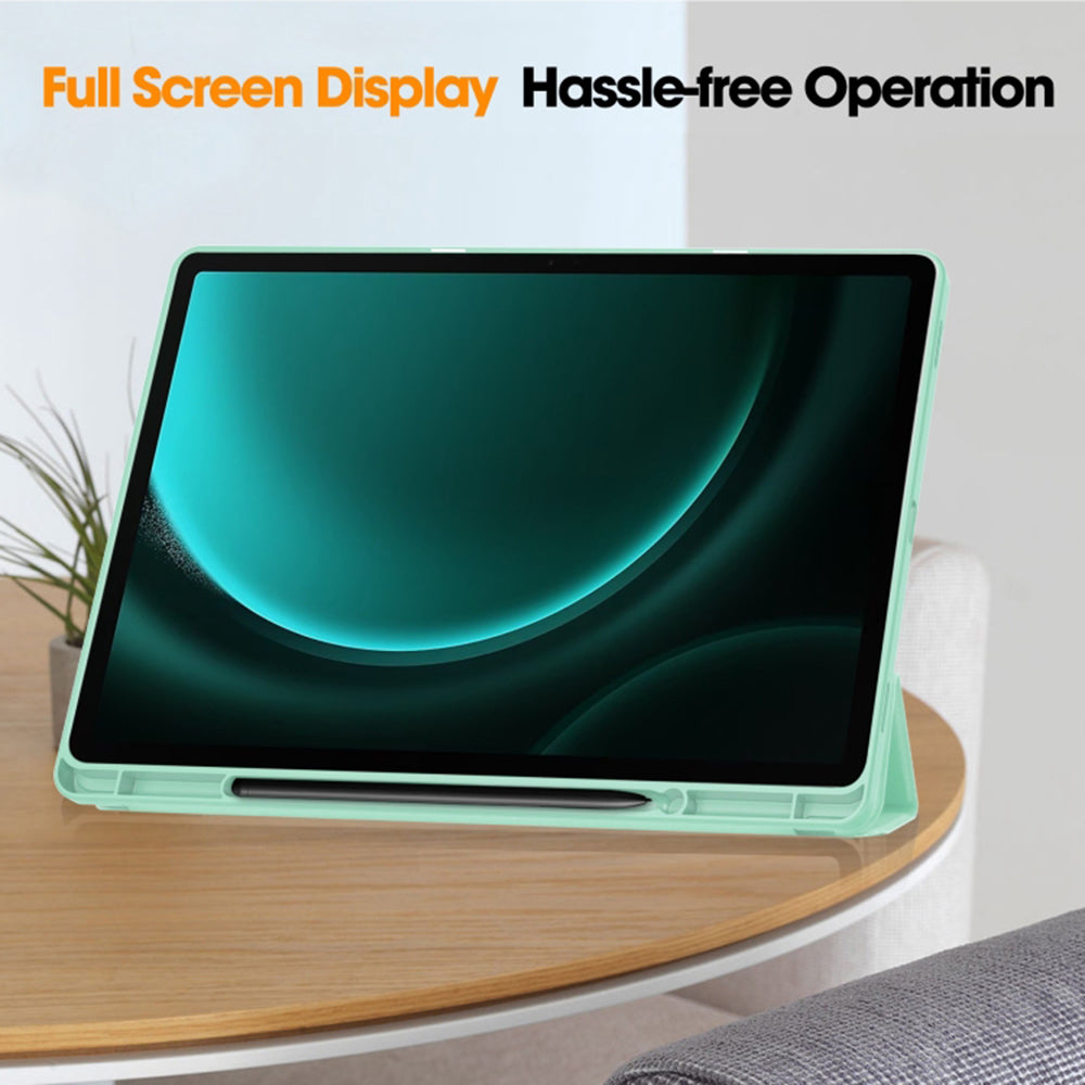 Husa de protectie tableta Techsuit Flex Trifold (with Pencil Holder) compatibil cu Samsung Galaxy Tab S9 Ultra / S10 Ultra, Gri