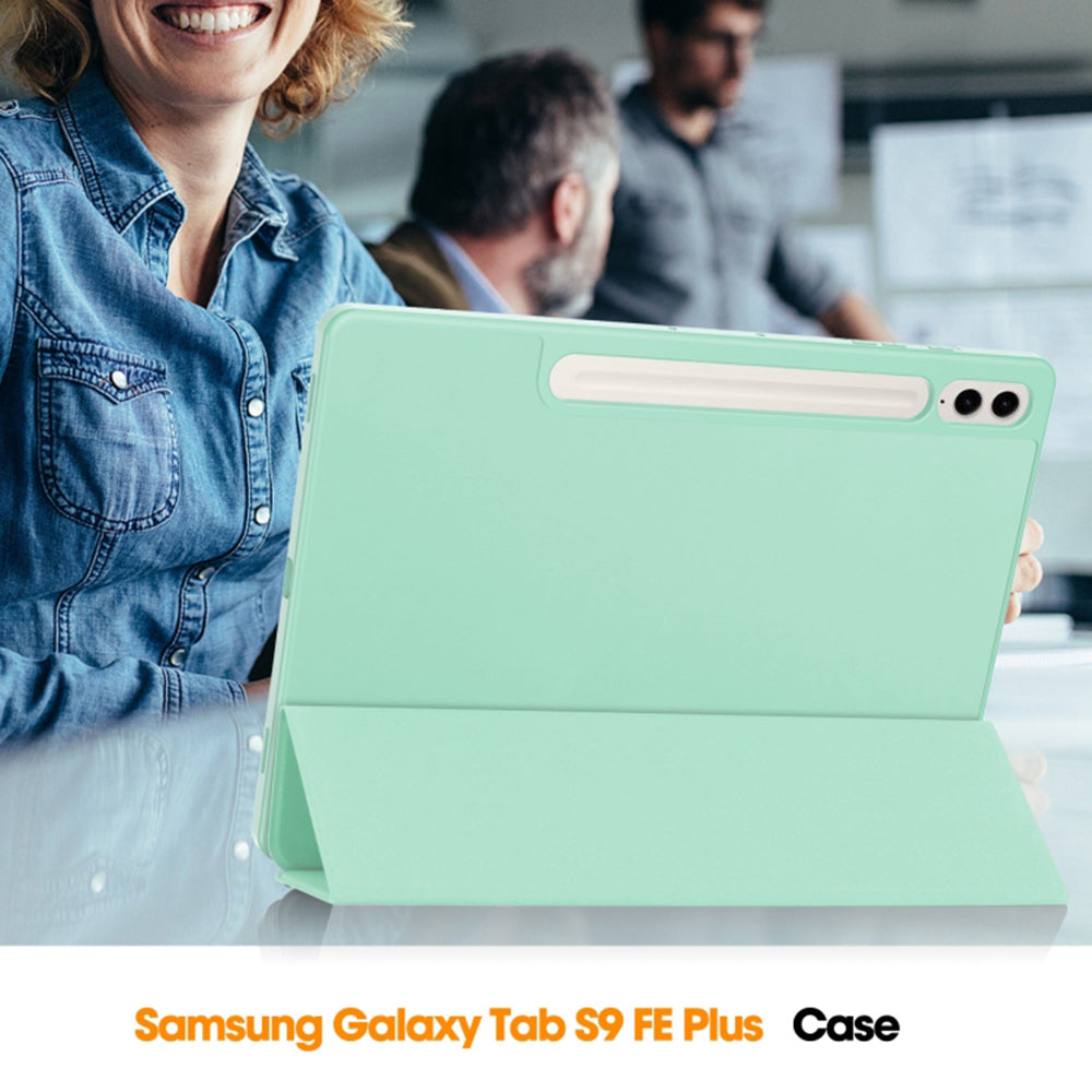 Husa de protectie tableta Techsuit Flex Trifold (with Pencil Holder) compatibil cu Samsung Galaxy Tab S9 Ultra / S10 Ultra, Gri
