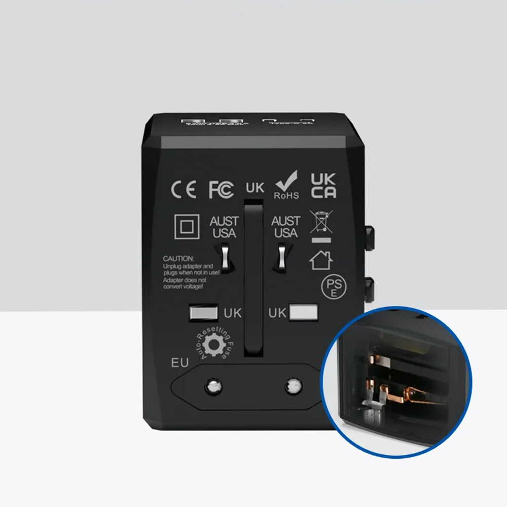 Incarcator Techsuit Travel Adapter (HHT904-W2), PD20W, 2 x USB, 2 xType-C, EU, UK, AUS, US, Alb