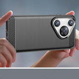 Husa de protectie Techsuit Carbon Silicone compatibil cu Huawei Pura 70, Negru