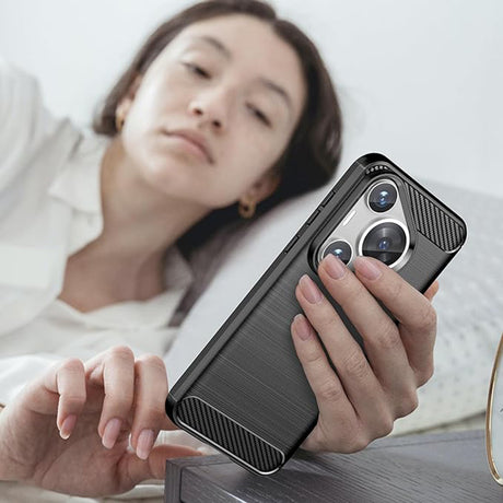 Husa de protectie Techsuit Carbon Silicone compatibil cu Huawei Pura 70, Albastru