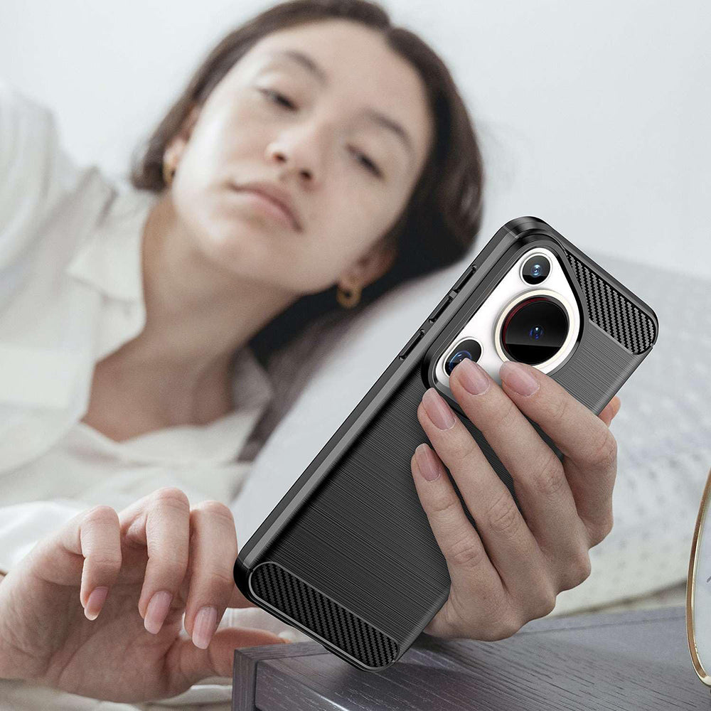 Husa de protectie Techsuit Carbon Silicone compatibil cu Huawei Pura 70 Ultra, Negru