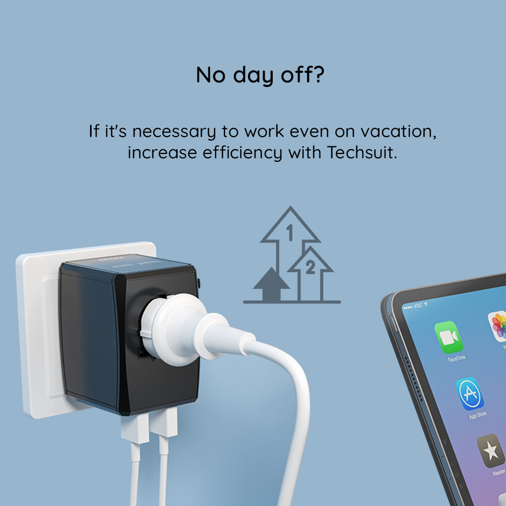 Incarcator Techsuit Travel Adapter (HHT906), PD65W, 2 x USB, 3 x Type-C, EU, UK, AUS, US, Negru