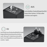 Incarcator Techsuit Travel Adapter (HHT906), PD65W, 2 x USB, 3 x Type-C, EU, UK, AUS, US, Negru