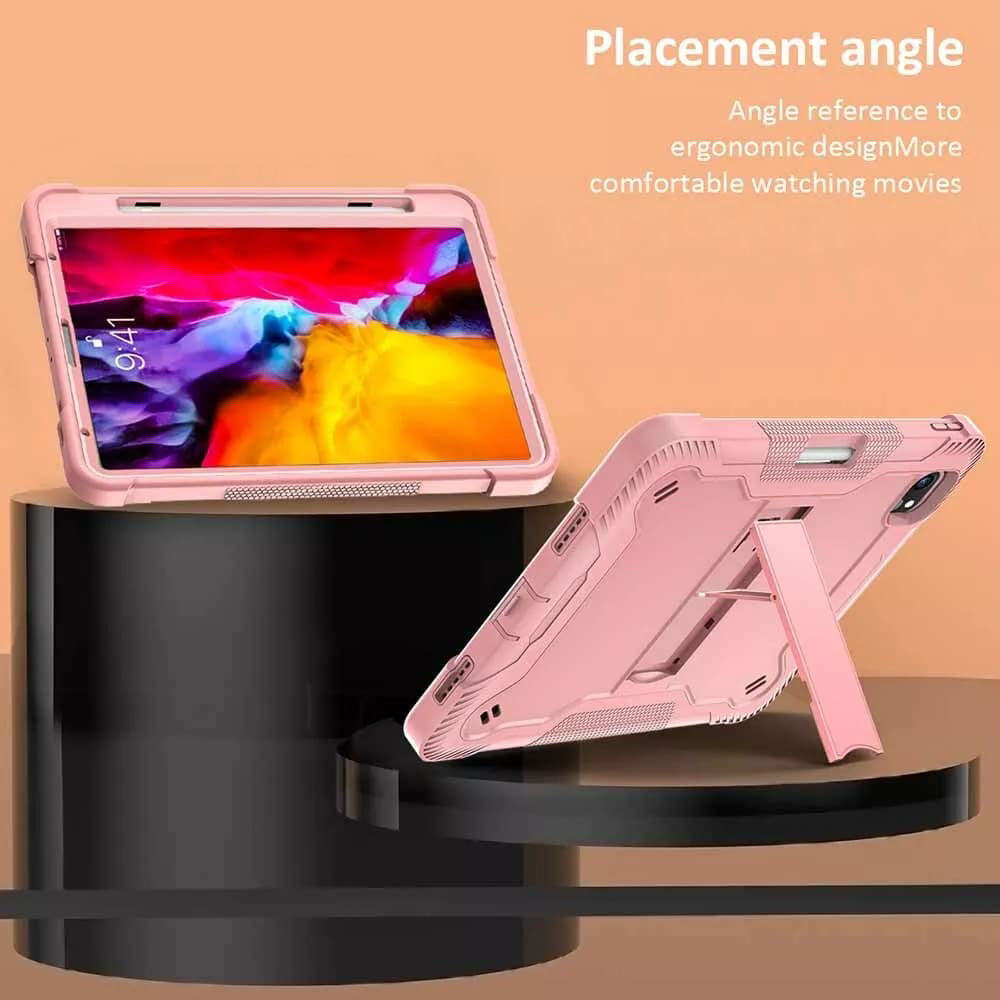 Husa de protectie tableta Techsuit Rugged TabShell + Screen Protector compatibil cu iPad Pro 13 (2024) / iPad Pro 13 (2025), Roz Auriu