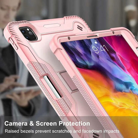 Husa de protectie tableta Techsuit Rugged TabShell + Screen Protector compatibil cu iPad Pro 11 (2024) / iPad Pro 11 (2025), Roz Auriu