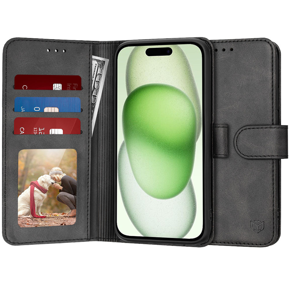 Husa de protectie Techsuit Diary Book compatibil cu iPhone 15 Plus, Negru