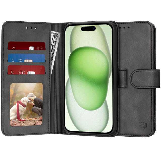 Husa de protectie Techsuit Diary Book compatibil cu iPhone 15 Plus, Negru