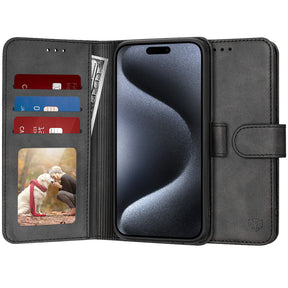 Husa de protectie Techsuit Diary Book compatibil cu iPhone 15 Pro, Negru