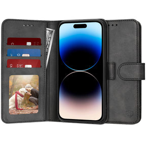 Husa de protectie Techsuit Diary Book compatibil cu iPhone 14 Pro, Negru