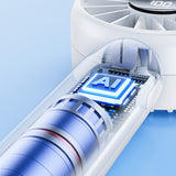 Techsuit Mini Portable Hand Fan (CT-110), with LED Digital Display, USB Rechargeable, High Speed, Alb