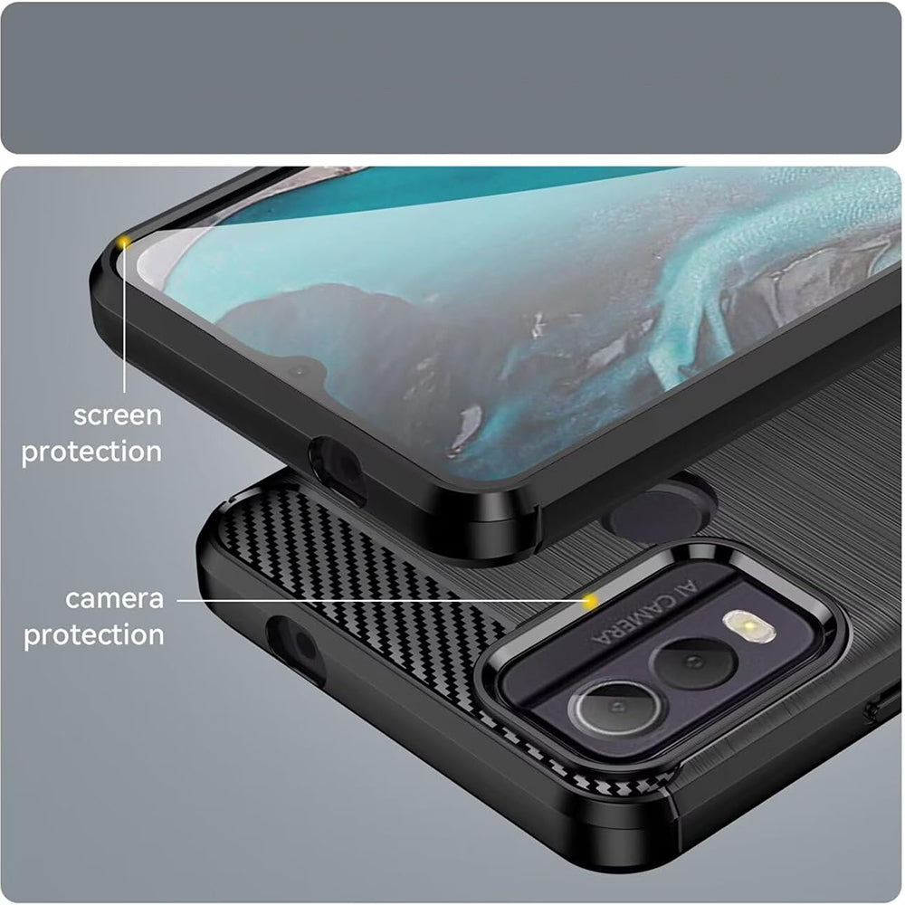 Husa de protectie Techsuit Carbon Silicone compatibil cu Nokia C22, Negru