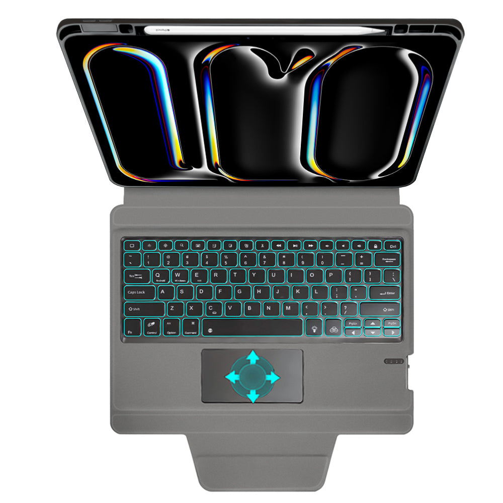 Husa de protectie tableta Techsuit KeyTab Pro + Screen Protector (with RGB Wireless Keyboard/Stylus Pen Holder) compatibil cu iPad Pro 13 (2024) / iPad Pro 13 (2025) - Black