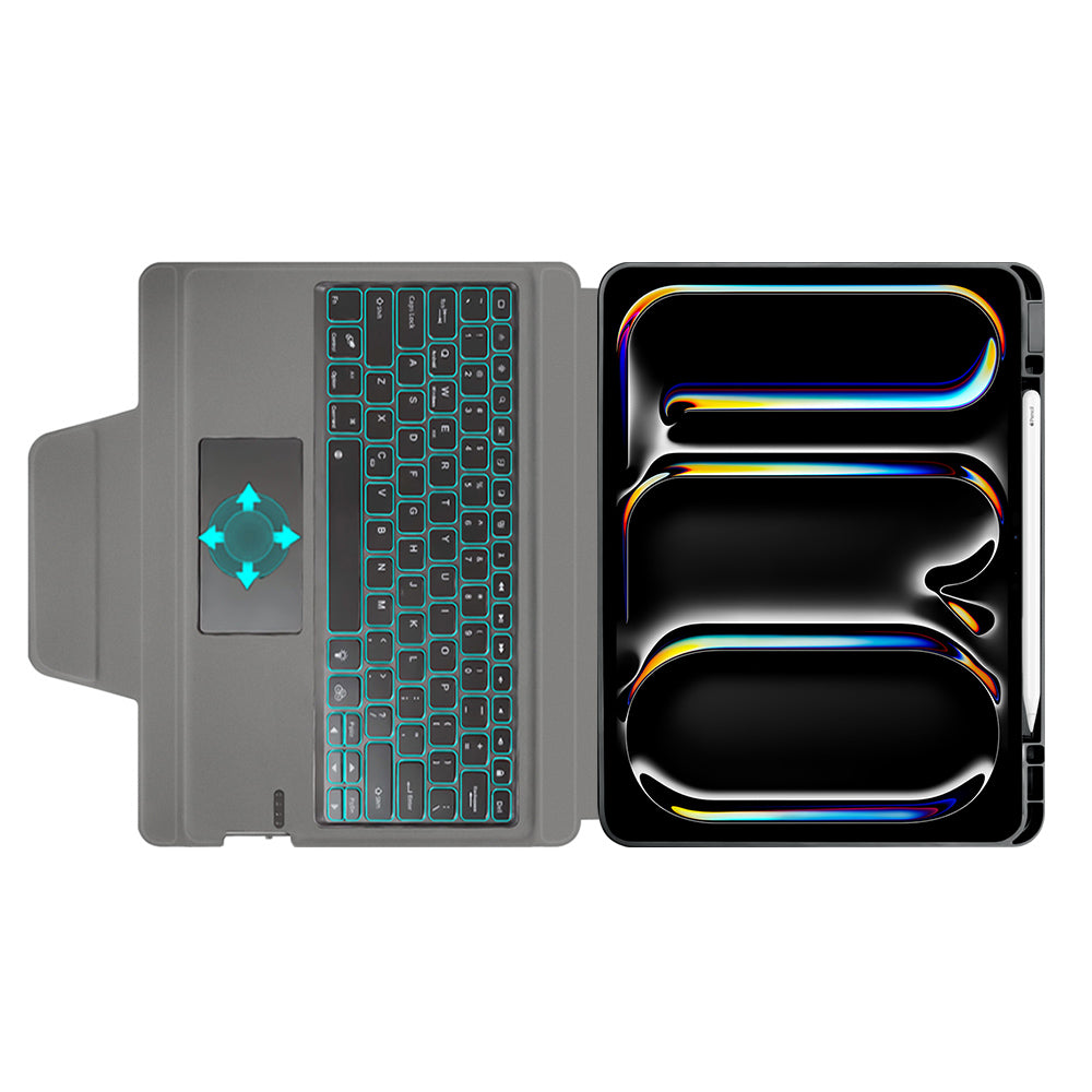 Husa de protectie tableta Techsuit KeyTab Pro + Screen Protector (with RGB Wireless Keyboard/Stylus Pen Holder) compatibil cu iPad Pro 13 (2024) / iPad Pro 13 (2025) - Black