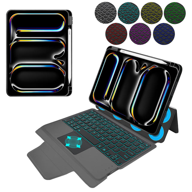 Husa de protectie tableta Techsuit KeyTab Pro + Screen Protector (with RGB Wireless Keyboard/Stylus Pen Holder) compatibil cu iPad Pro 11 (2024) / iPad Pro 11 (2025) - Black