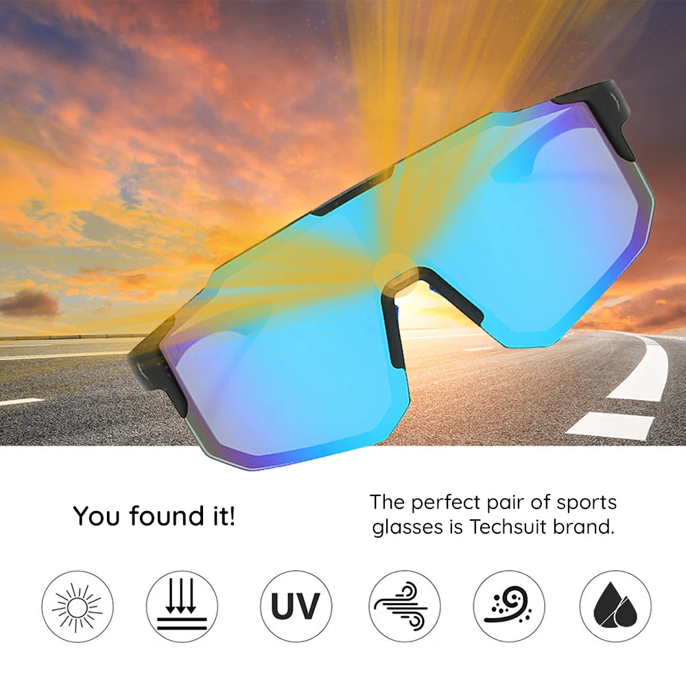 Techsuit Bike Glasses (9337), for Cycling, Sport Outdoor Activities, with UV Protection, PC Frame, Unisex, Negru / Silver