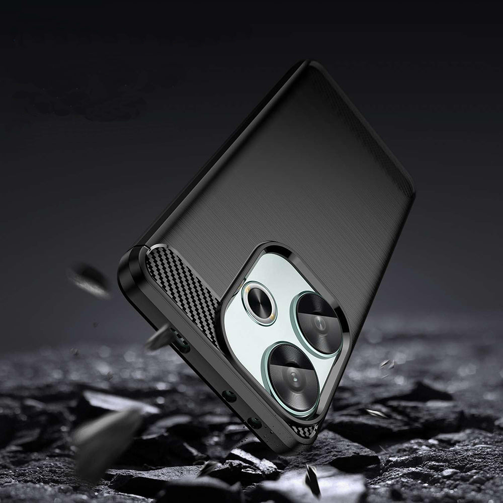 Husa de protectie Techsuit Carbon Silicone compatibil cu Xiaomi Poco F6, Negru