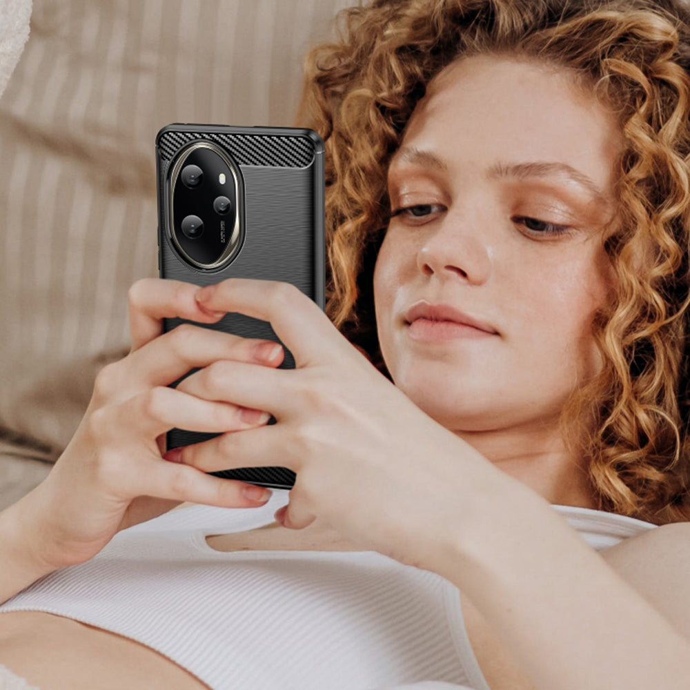 Husa de protectie Techsuit Carbon Silicone compatibil cu Honor 200, Negru