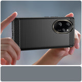 Husa de protectie Techsuit Carbon Silicone compatibil cu Honor 200, Negru