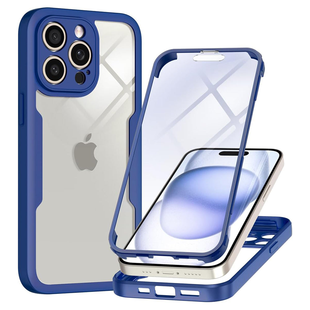 Folie de protectie Techsuit ColorVerse 360 Series + compatibil cu iPhone 15 Pro Max, Albastru